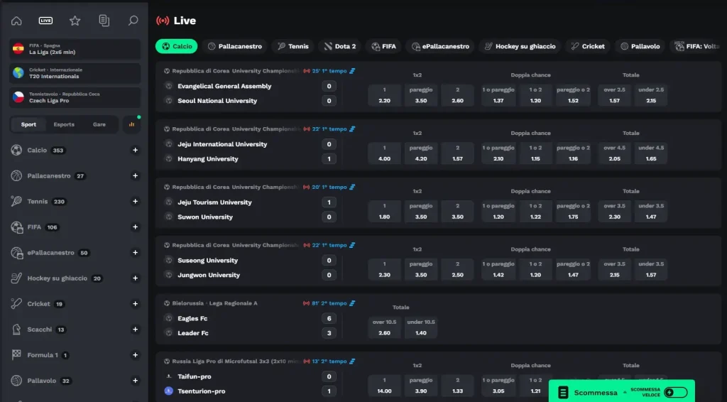 Scommesse live